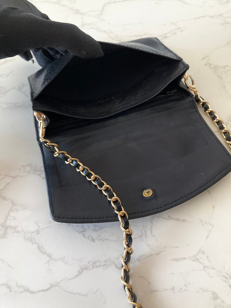 CHANEL Black Caviar Small Bag/Side Bag/Messenger Bag/Clutch Bag/Mid-Length Wallet
