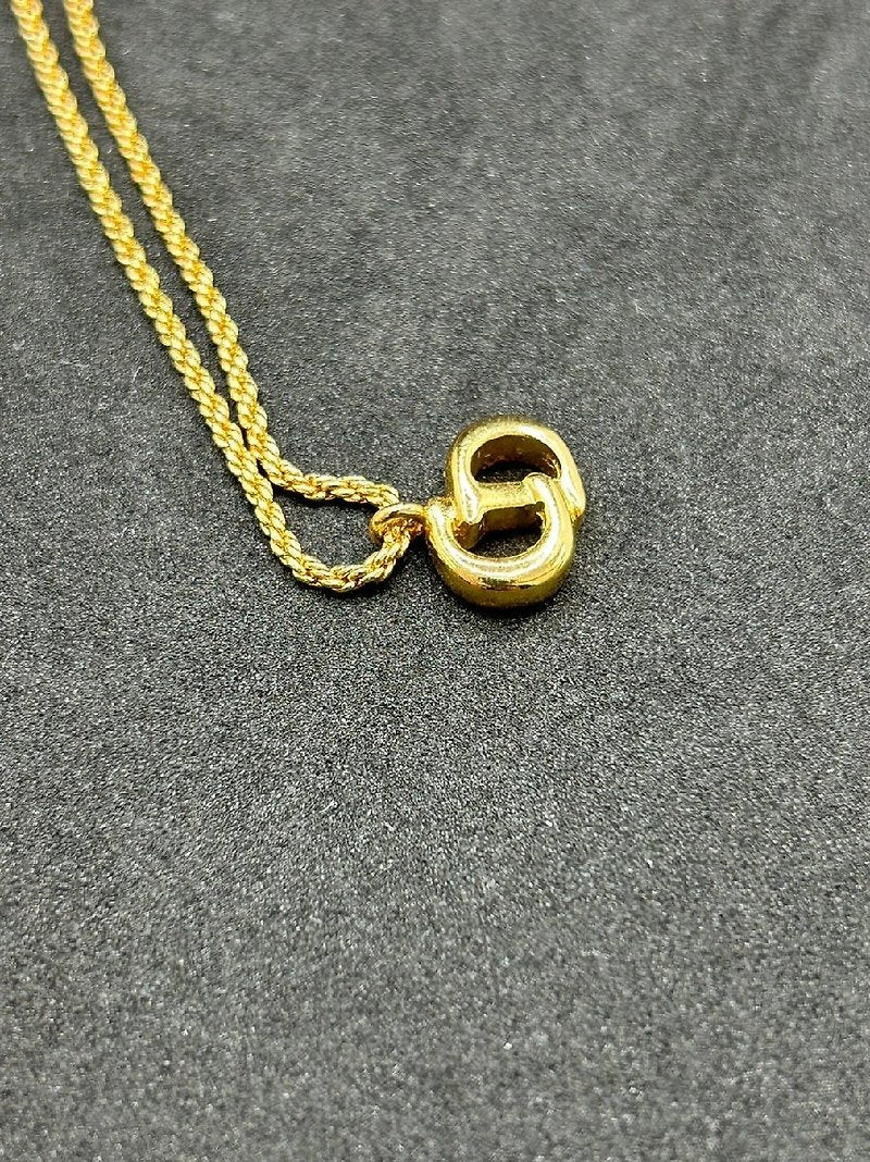 CHRISTIAN DIOR 金色簡約條紋LOGO頸鏈/項鍊/飾品