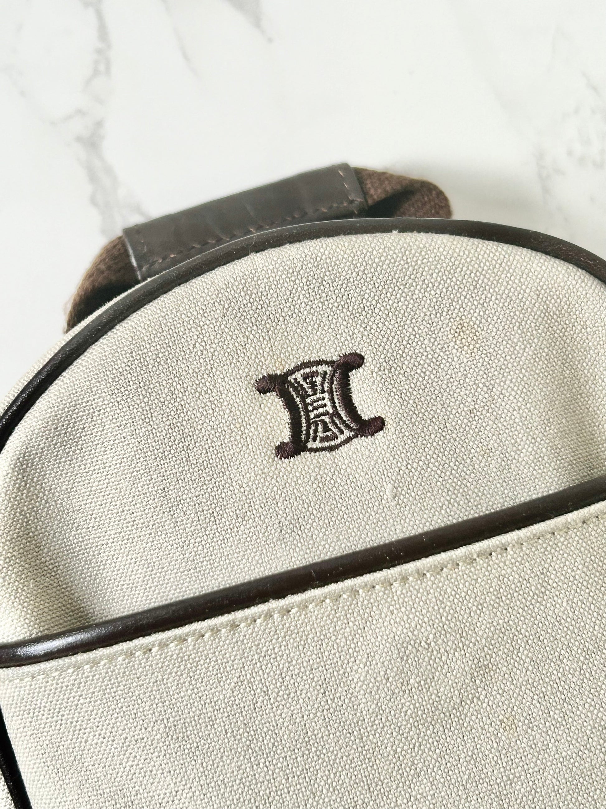 CELINE rare beige black Arc de Triomphe small backpack / rucksack / backpack