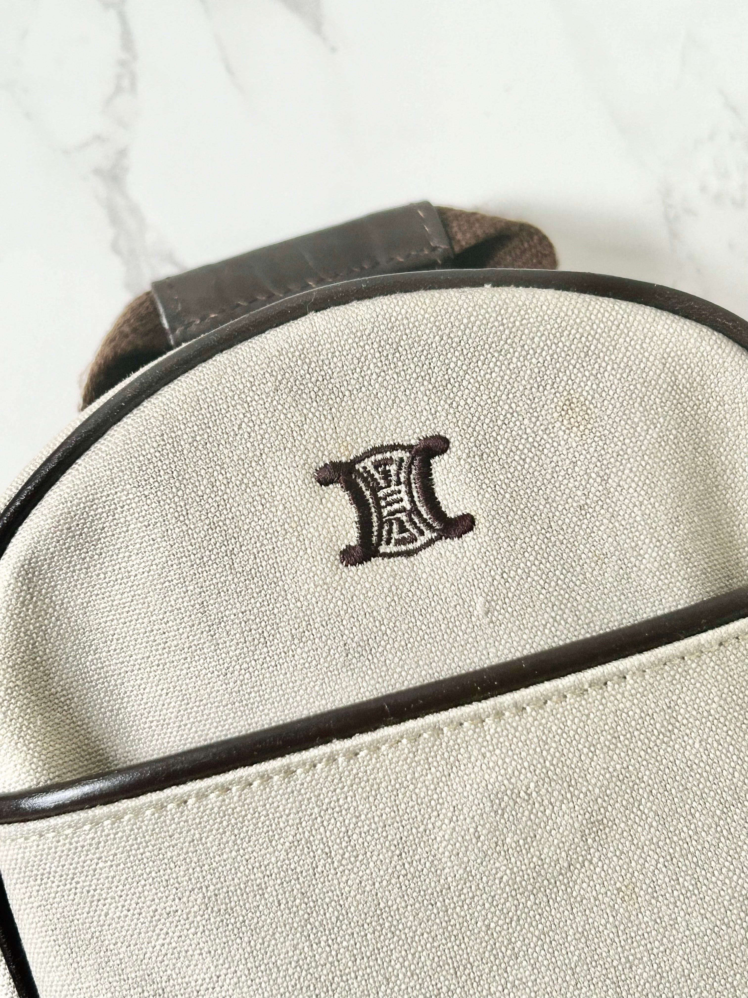 CELINE rare beige black Arc de Triomphe small backpack / rucksack / backpack