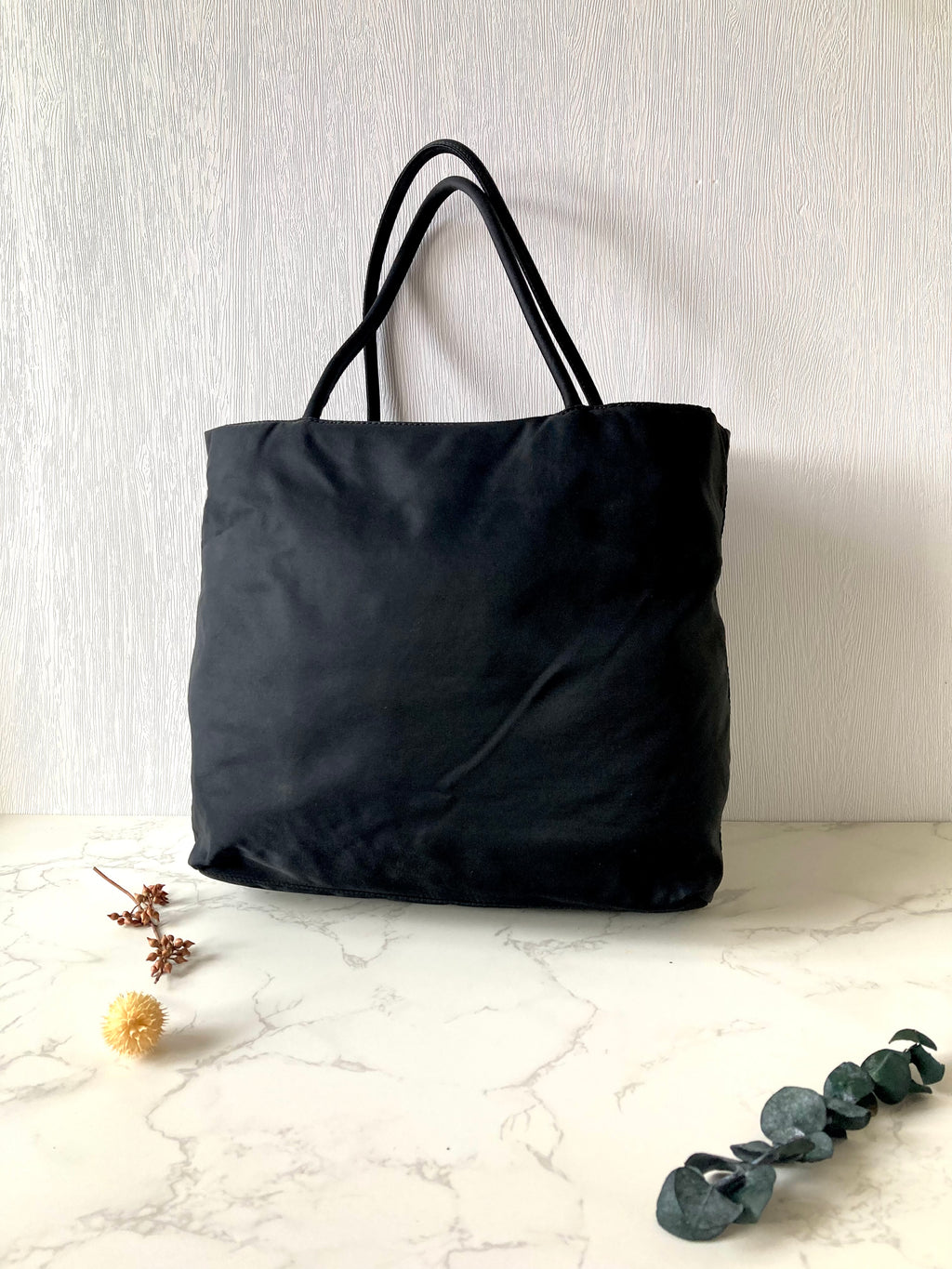 PRADA Nylon Black x Silver Small Tote