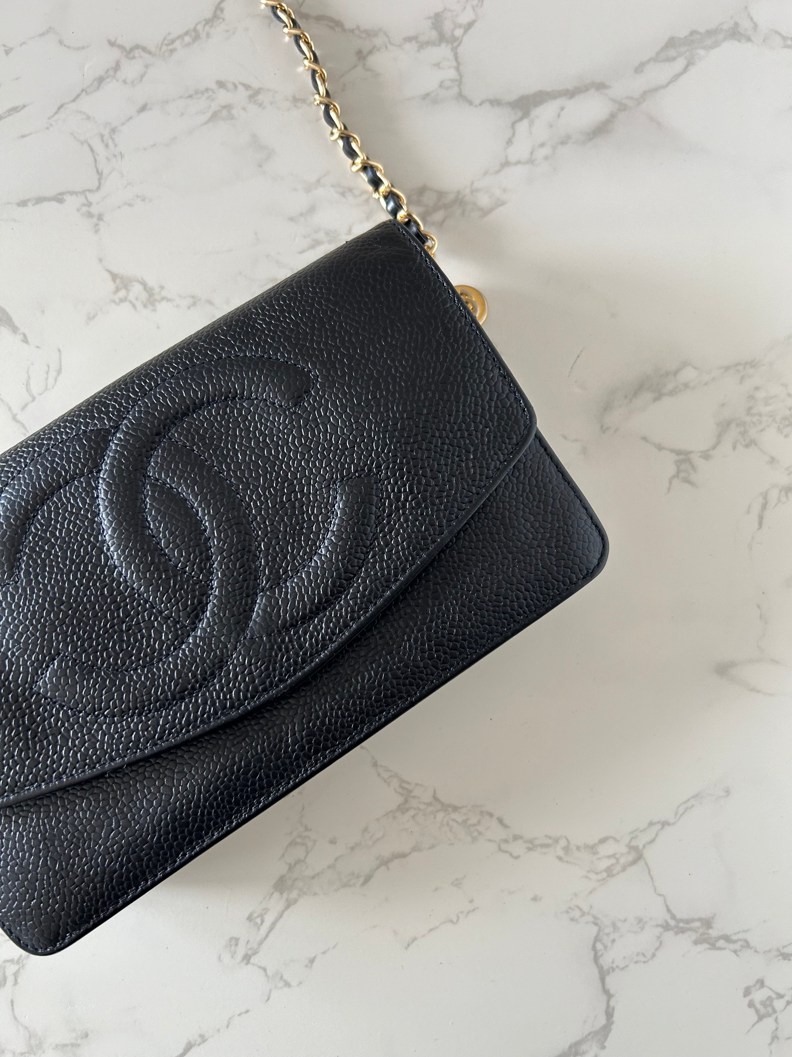 CHANEL Rare Black Caviar Chain WOC/Side Bag/Messenger Bag