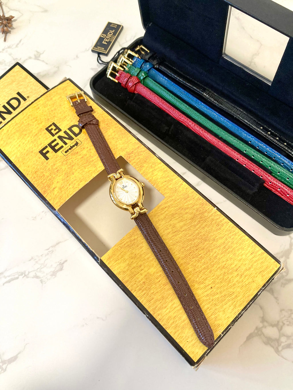 FENDI Brand New Full Set Watch with 5 Changeable Leather Straps