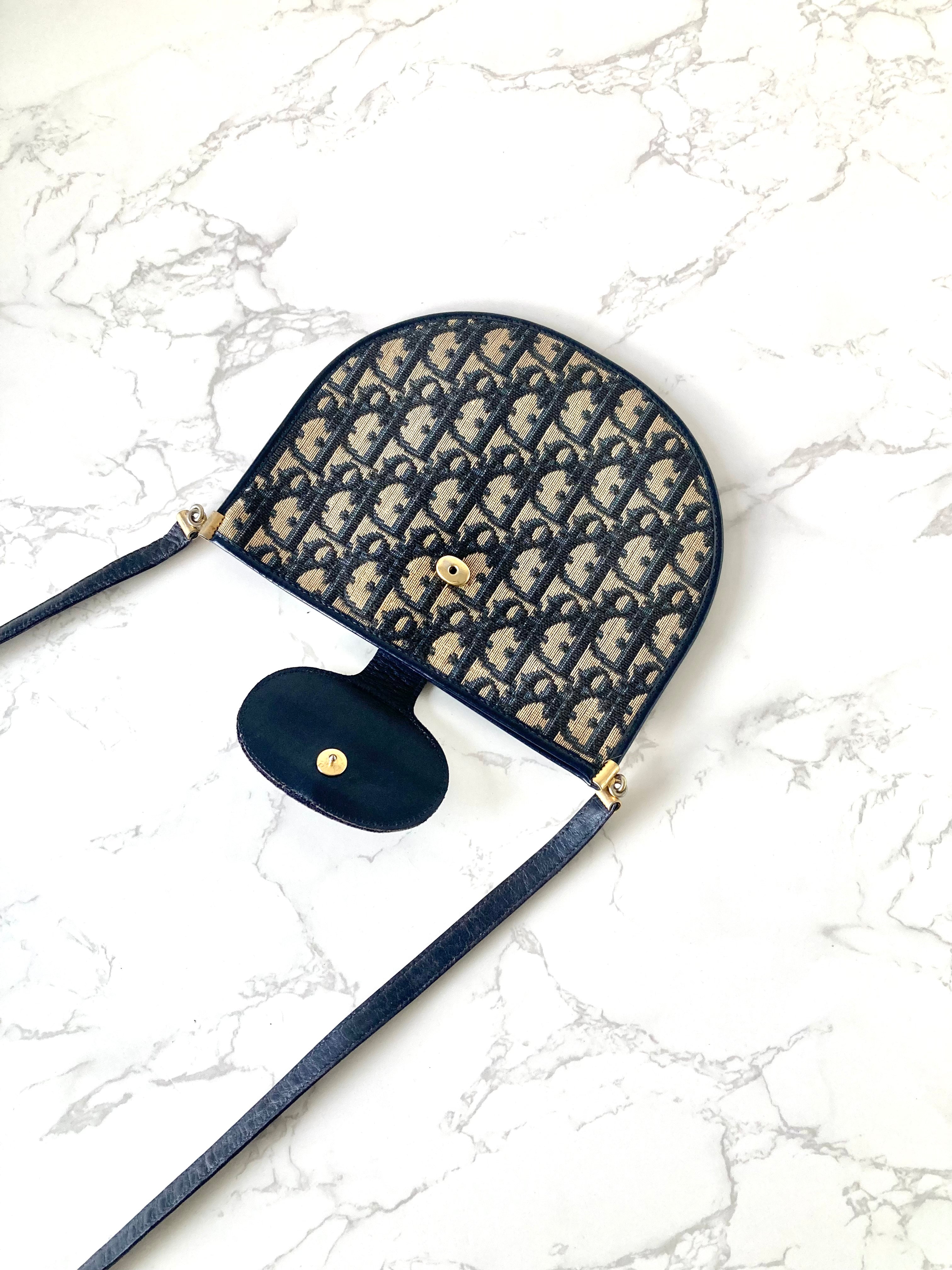 CHRISTIAN DIOR Navy x Beige Trotter Mini Bobby Two-way Bag