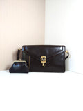 CHRISTIAN DIOR Rare Brown Leather Accordion/Envelope Bag/Shoulder Bag