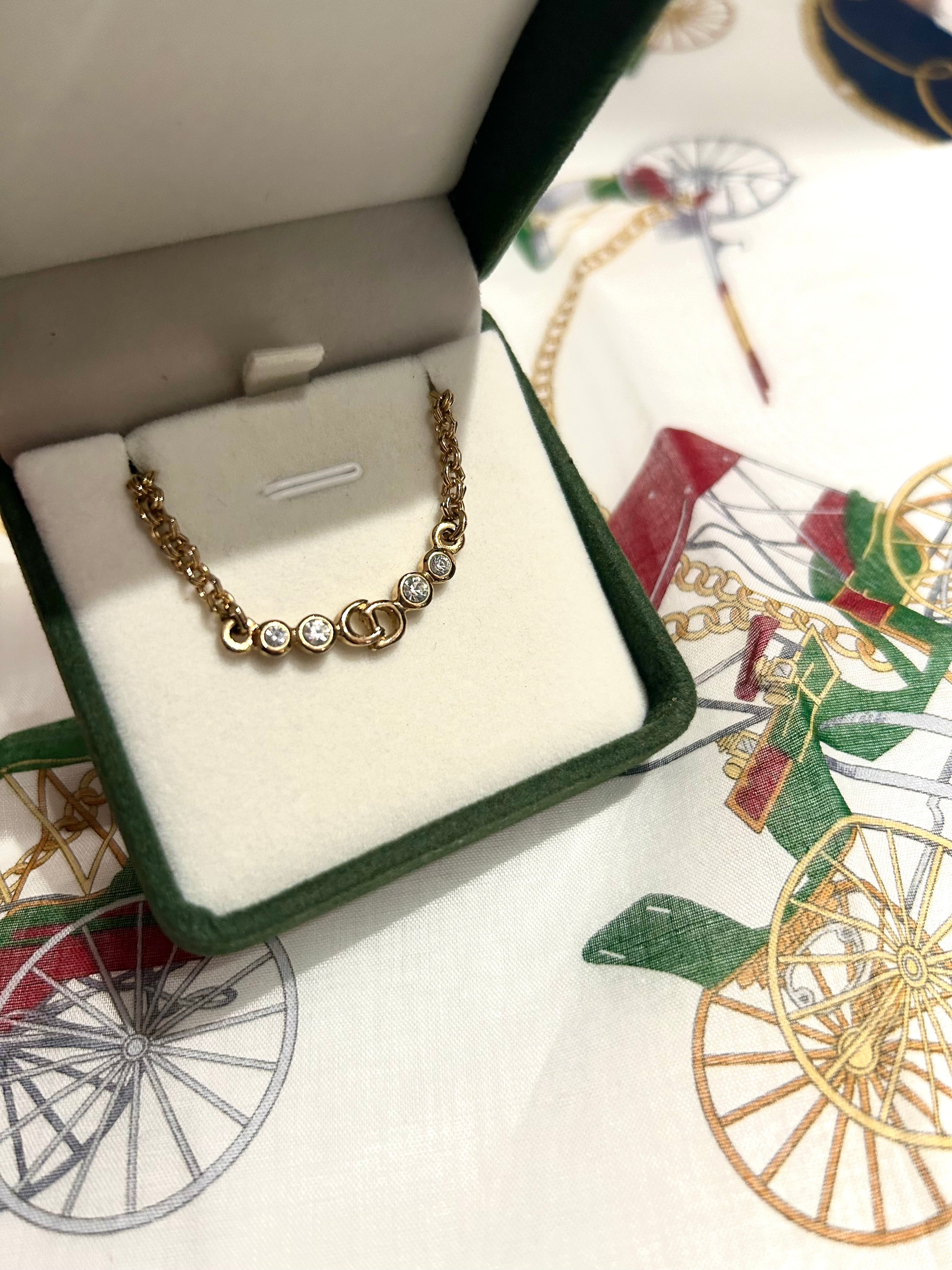 CHRISTIAN DIOR Water Diamond Gold Clavicle Necklace/Jewelry