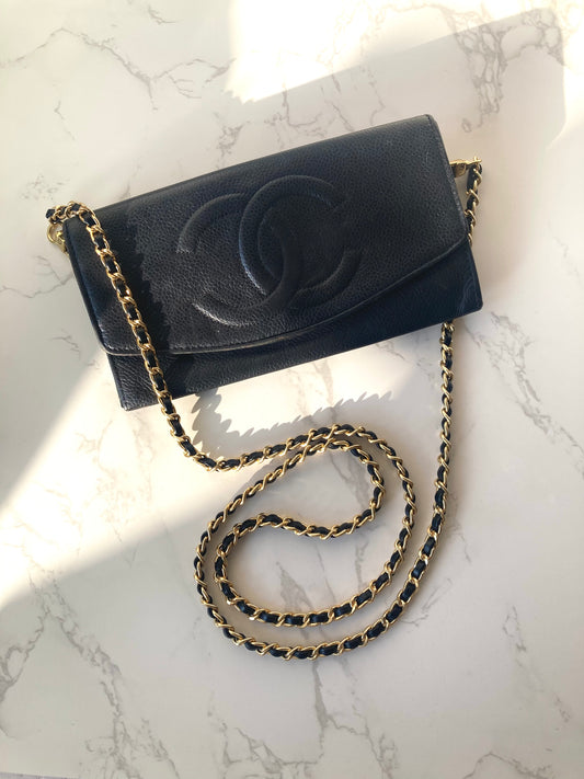 CHANEL Caviar Leather Black Wallet-on-Chain WOC (Add-on)