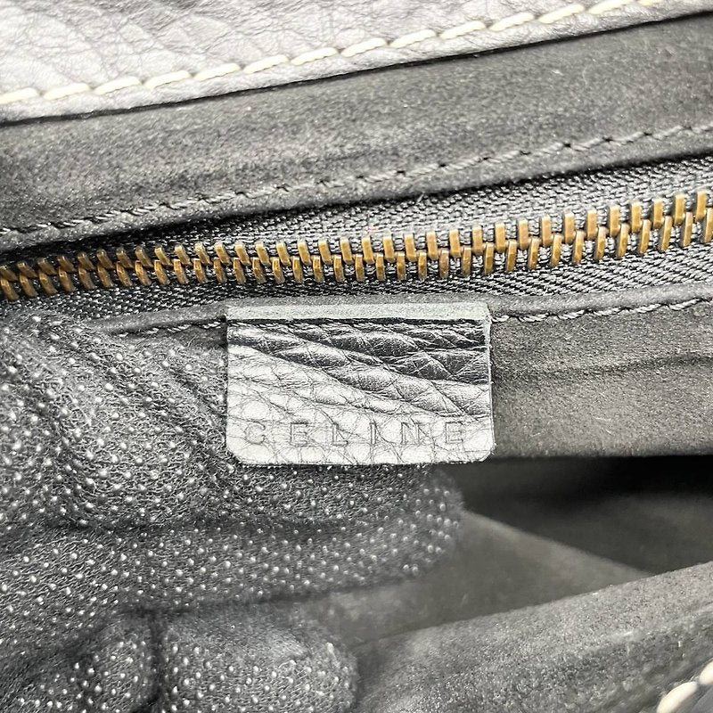 CELINE rare vintage blue and black leather large gold buckle small bag/side backpack/underarm bag