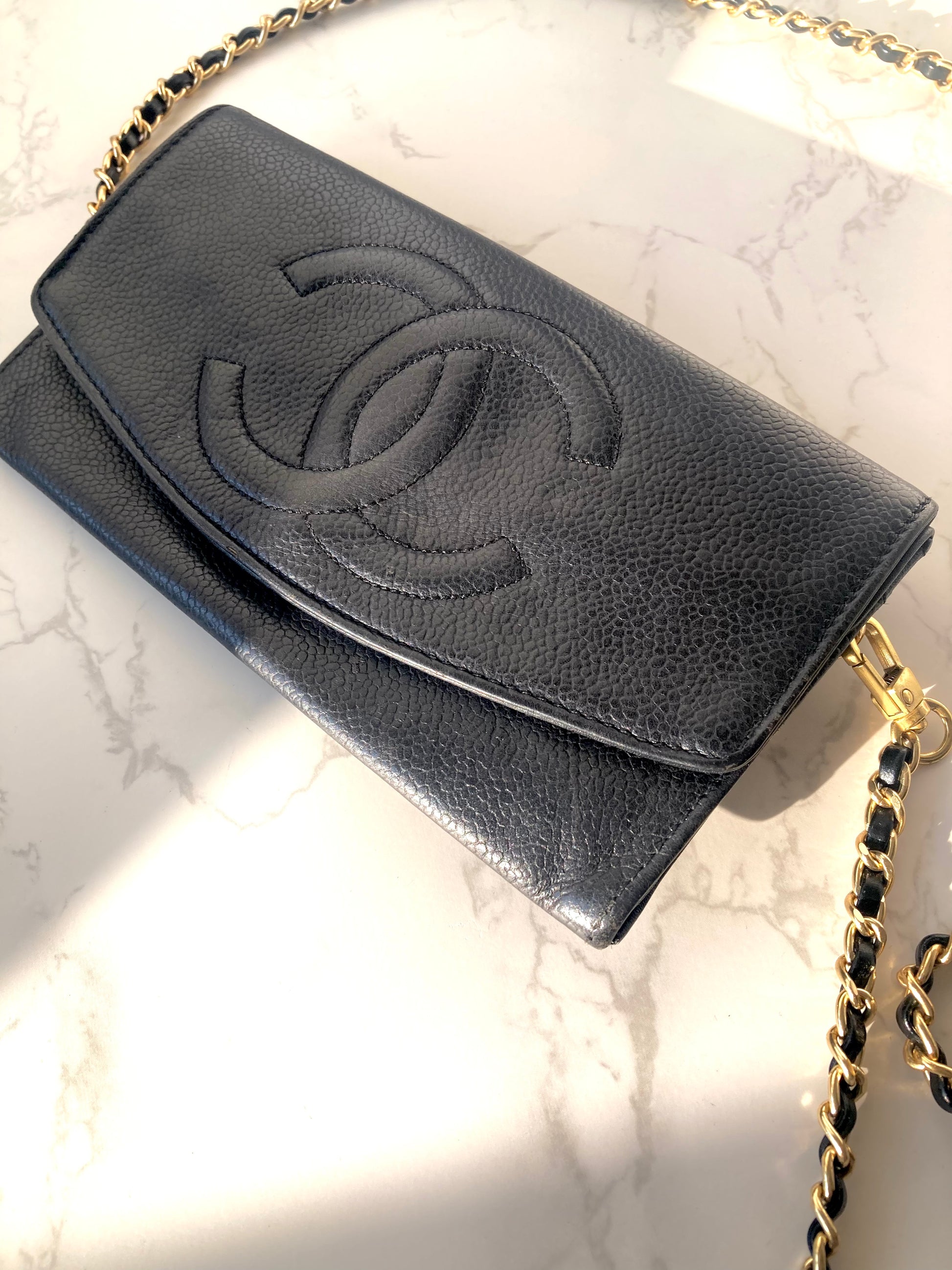 CHANEL Caviar Leather Black Wallet-on-Chain WOC (Add-on)