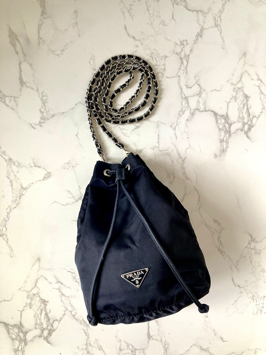 PRADA Black Mini Bucket Chain Crossbody Bag