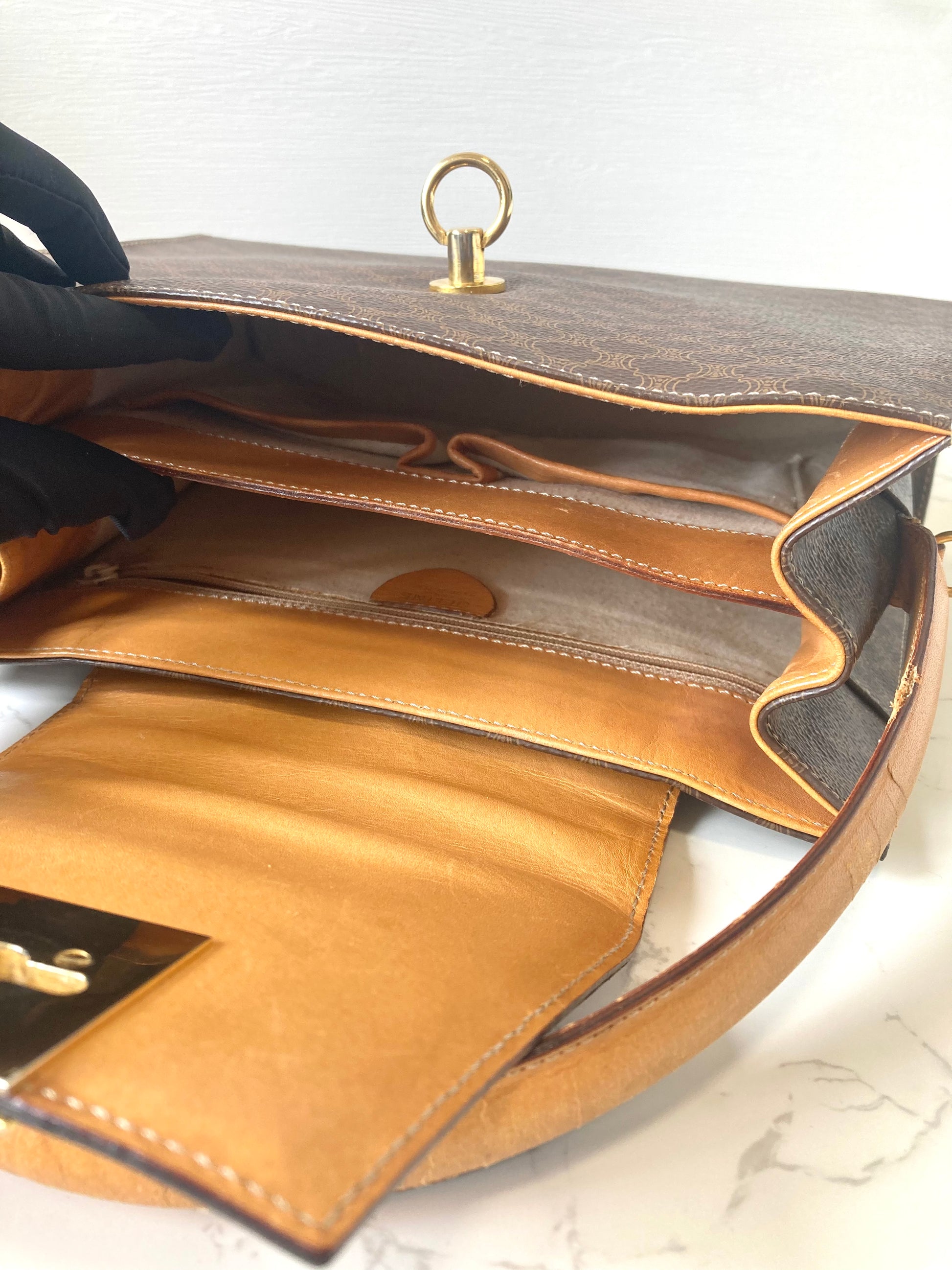 CELINE Rare Monogram Kelly Two-Way Handbag / Shoulder Bag