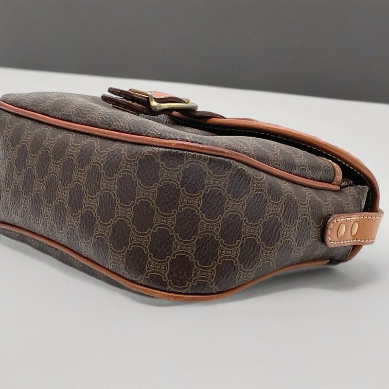 CELINE Brown Monogram Mini Pumpkin Leather Side Bag / Crossbody Bag