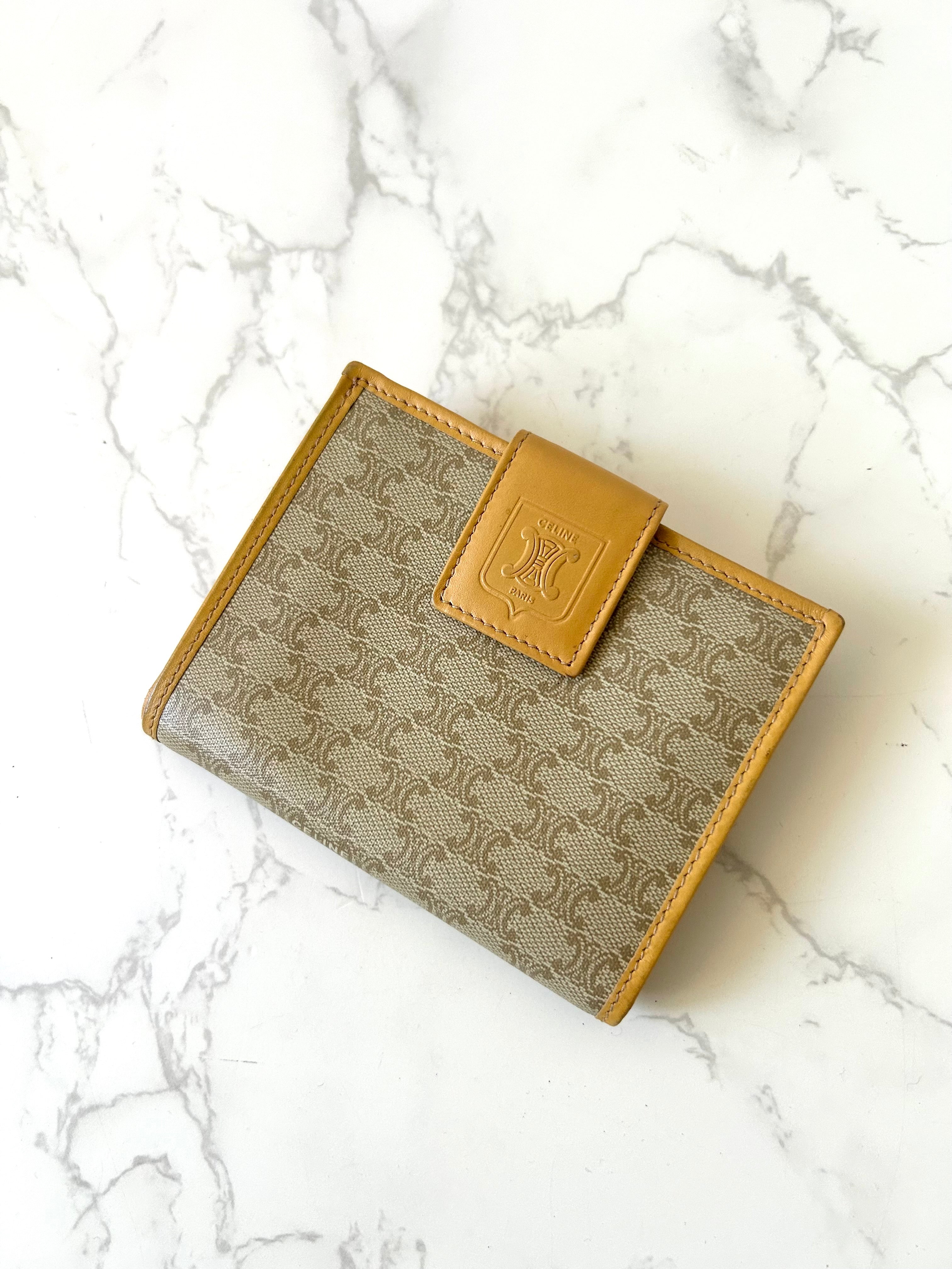 CELINE Beige Brown Presbyopia Arc de Triomphe Short Wallet/Purse/Wallet