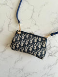 CHRISTIAN DIOR dark blue old flower mouth gold dumpling side bag / clutch bag / oblique bag