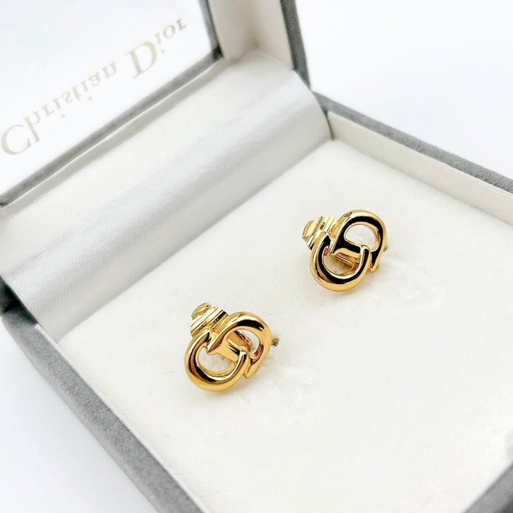 CHRISTIAN DIOR CD Logo Clip Earrings - With original box