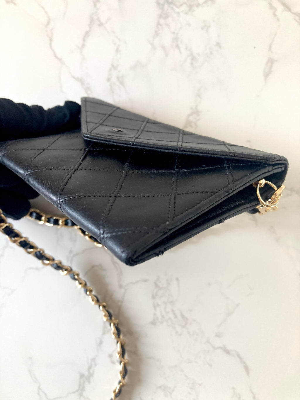 CHANEL Rare Black Lamb Skin Mini Chain Crossbody Bag