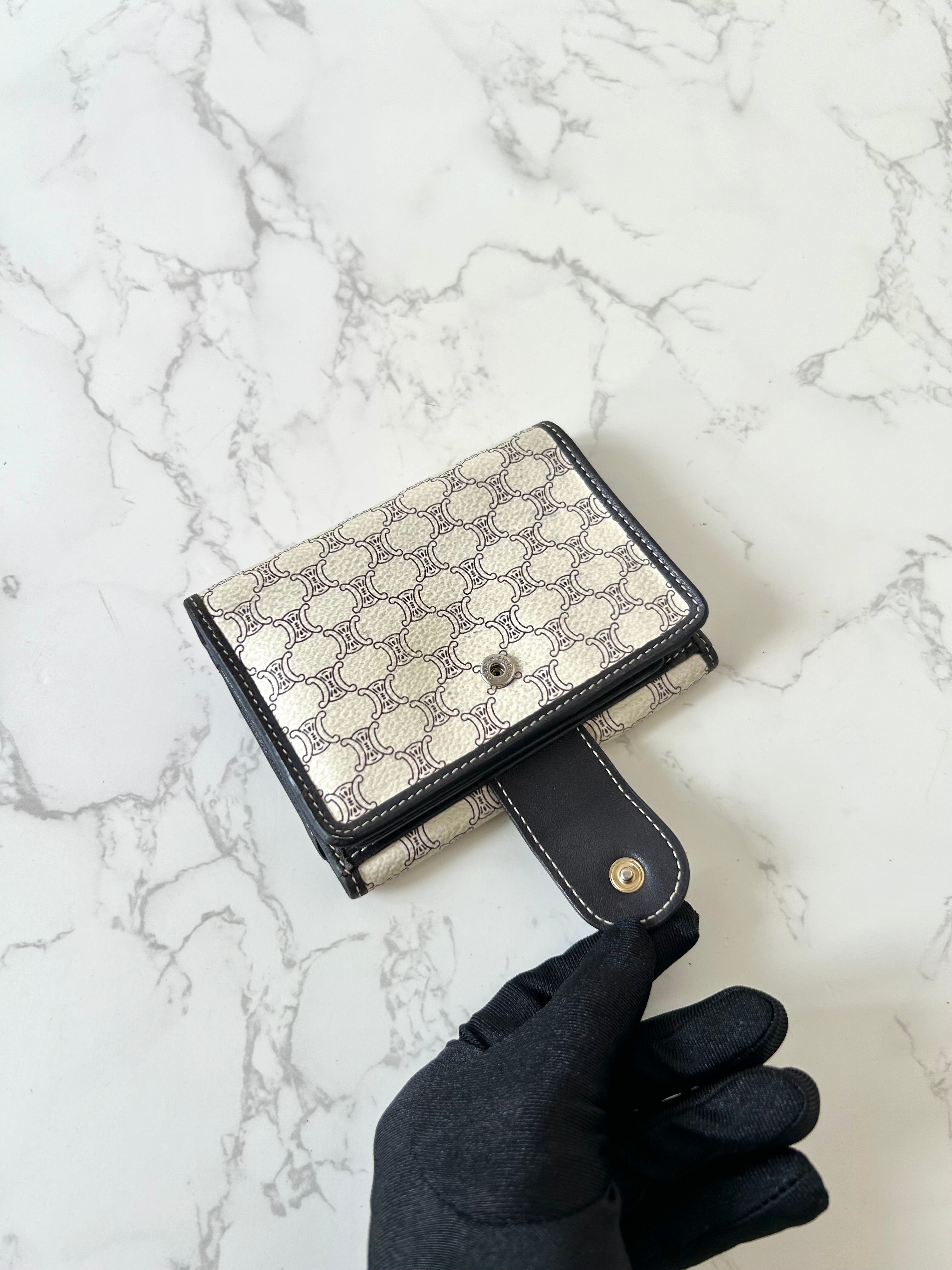 CELINE black and white monogram Arc de Triomphe monogram short wallet/wallet/wallet