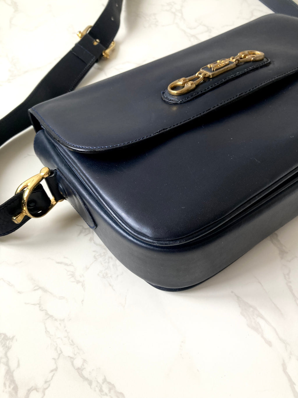 CELINE Black x Gold Horse Carriage Crossbody Bag