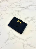 HERMES Bearn Black Gold Buckle Lambskin Leather Short Wallet/Card Case/Wallet/Wallet