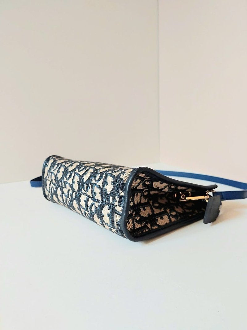 CHRISTIAN DIOR dark blue monogram shoulder bag/side bag/oblique bag - Japanese second-hand Vintage