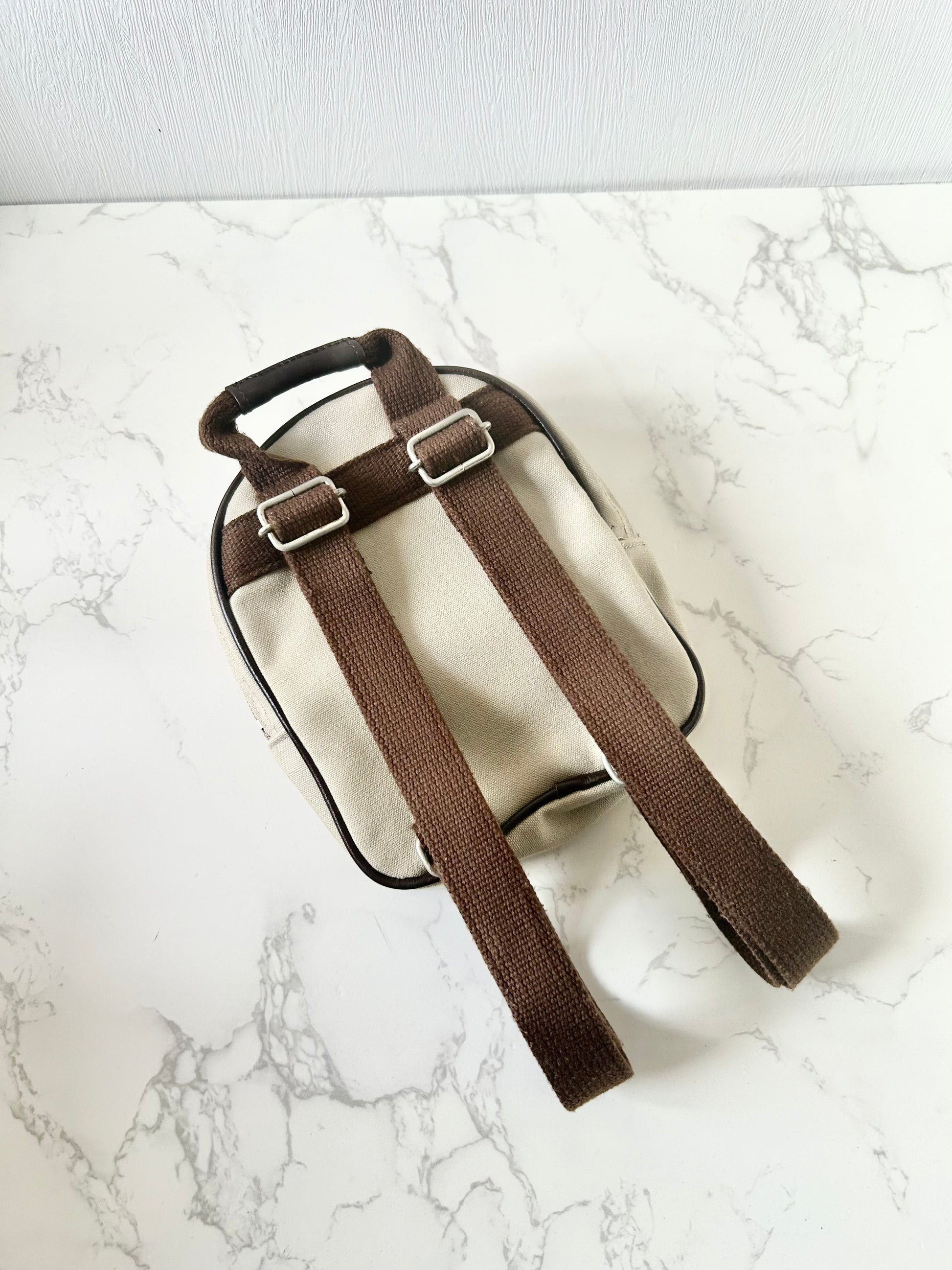 CELINE rare beige black Arc de Triomphe small backpack / rucksack / backpack