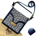 CELINE carriage gold buckle blue and black monogram side backpack/shoulder bag
