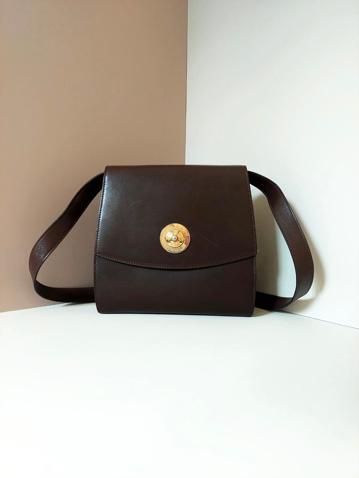 CELINE rare coffee pressed planet side backpack / oblique backpack