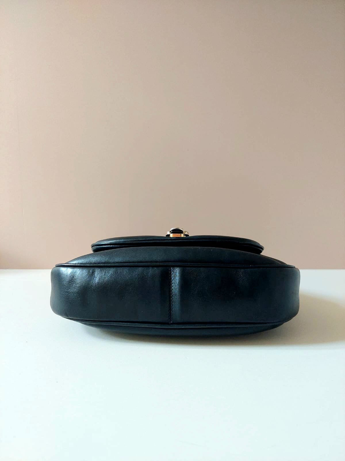 CELINE rare black carriage gold buckle saddle side bag
