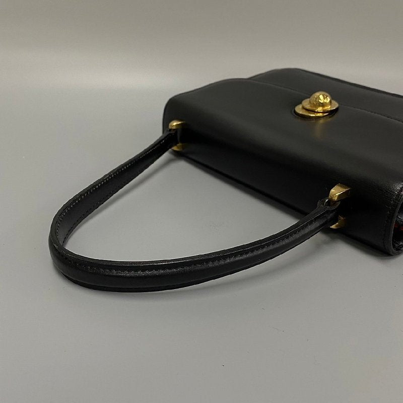 CELINE rare rotating golden planet black leather small bag / side backpack / underarm bag