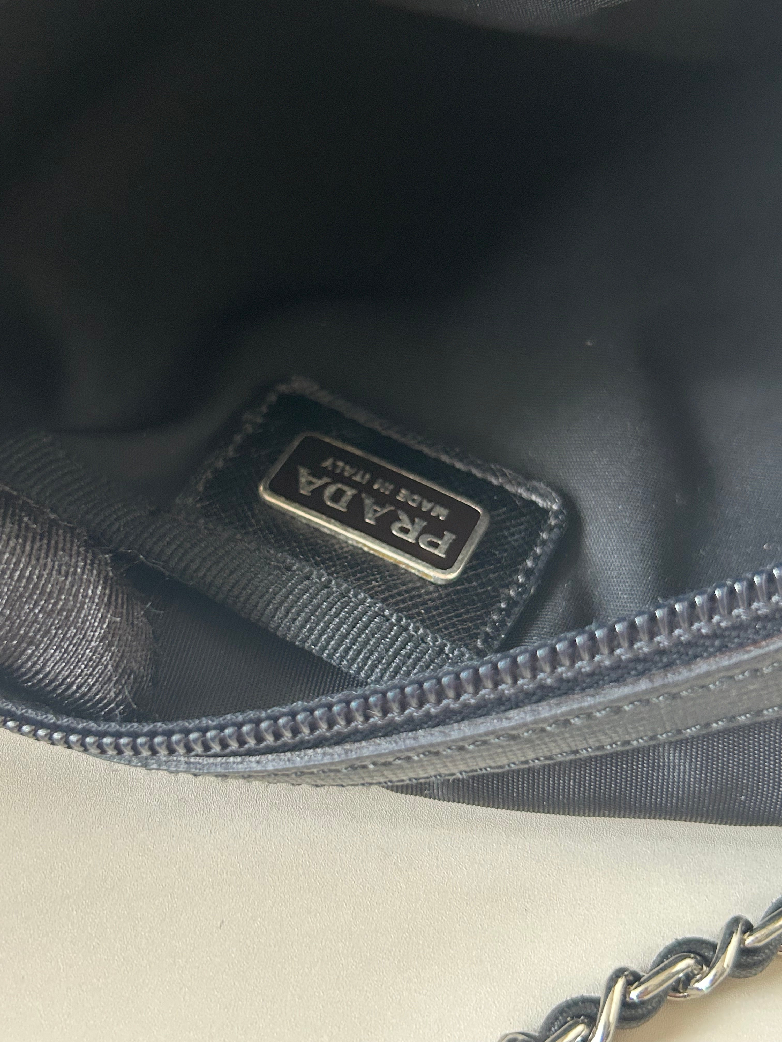 PRADA parachute black chain small bag/shoulder bag/side backpack