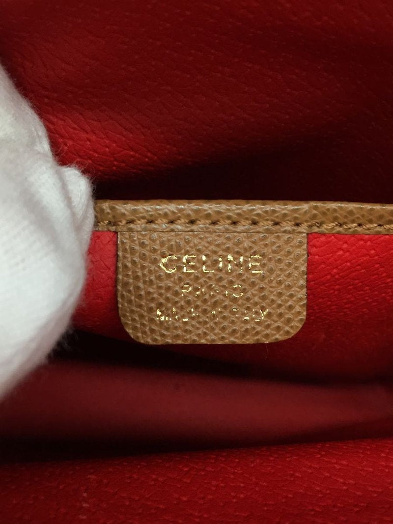 CELINE rare caramel brown cross rotating gold buckle leather small backpack / rucksack / backpack