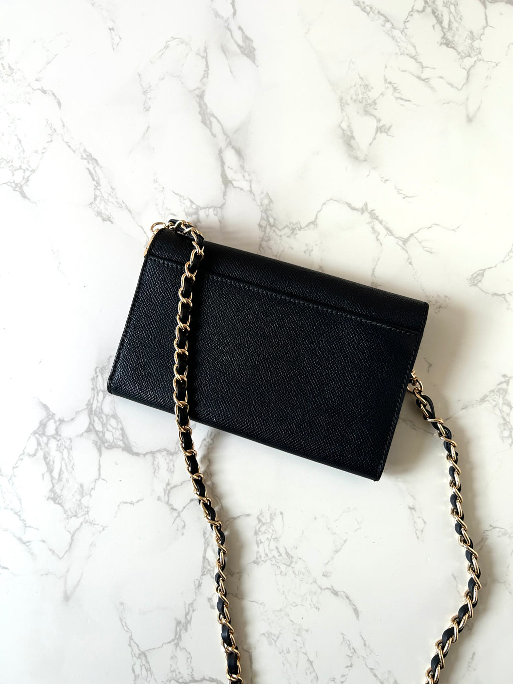 CHANEL Black Gold Caviar Leather Side Bag/Messenger Bag/Long Clip/Wallet