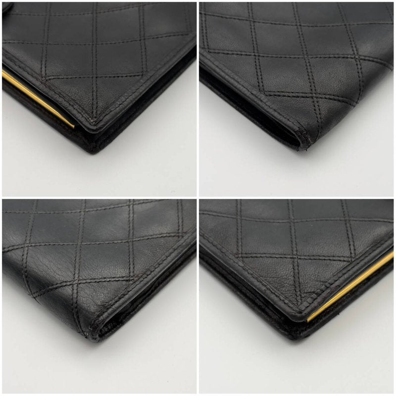 CHANEL 黑色經典小羊皮革長夾/口金錢包