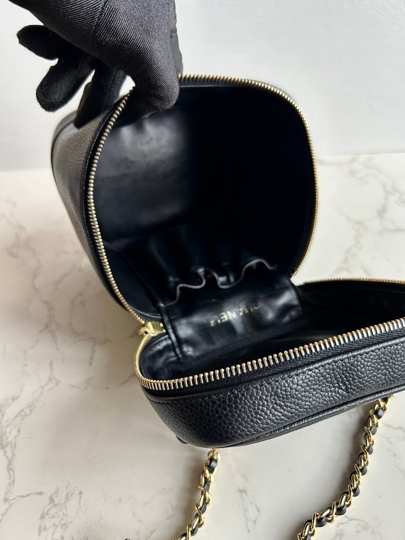 Chanel Black Caviar Cosmetic Box Bag Crossbody Bag Side Bag Shoulder Bag