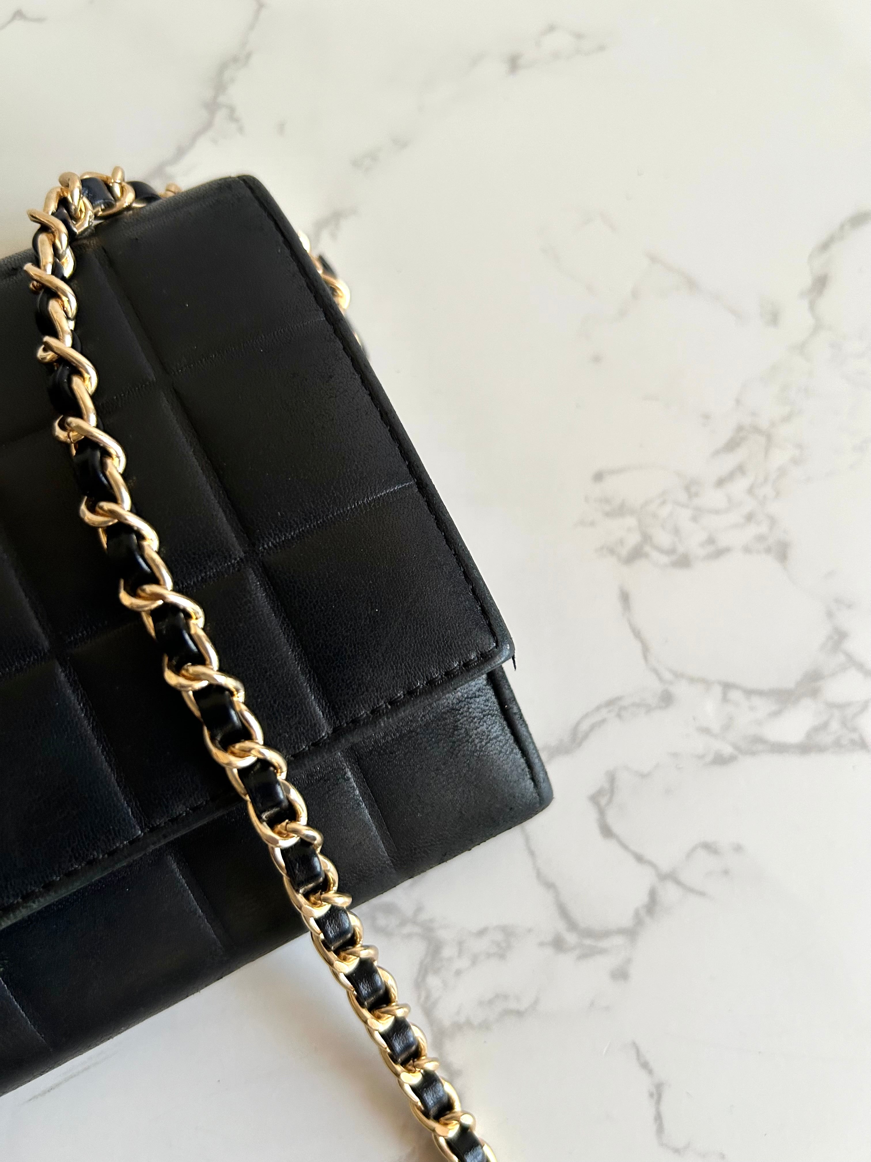 CHANEL Black Ice Cube Gold Buckle WOC Long Wallet / Diagonal Bag / Side Bag