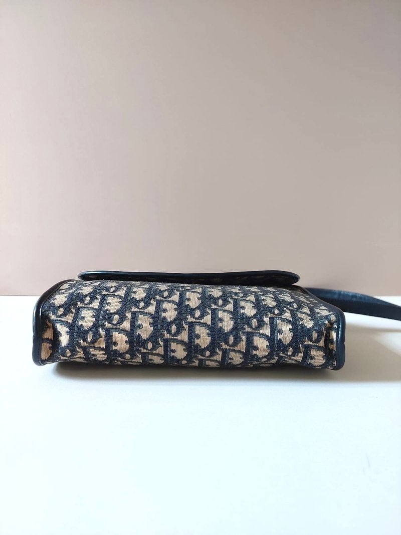 CHRISTIAN DIOR dark blue monogram shoulder bag/side bag/oblique bag - Japanese second-hand Vintage