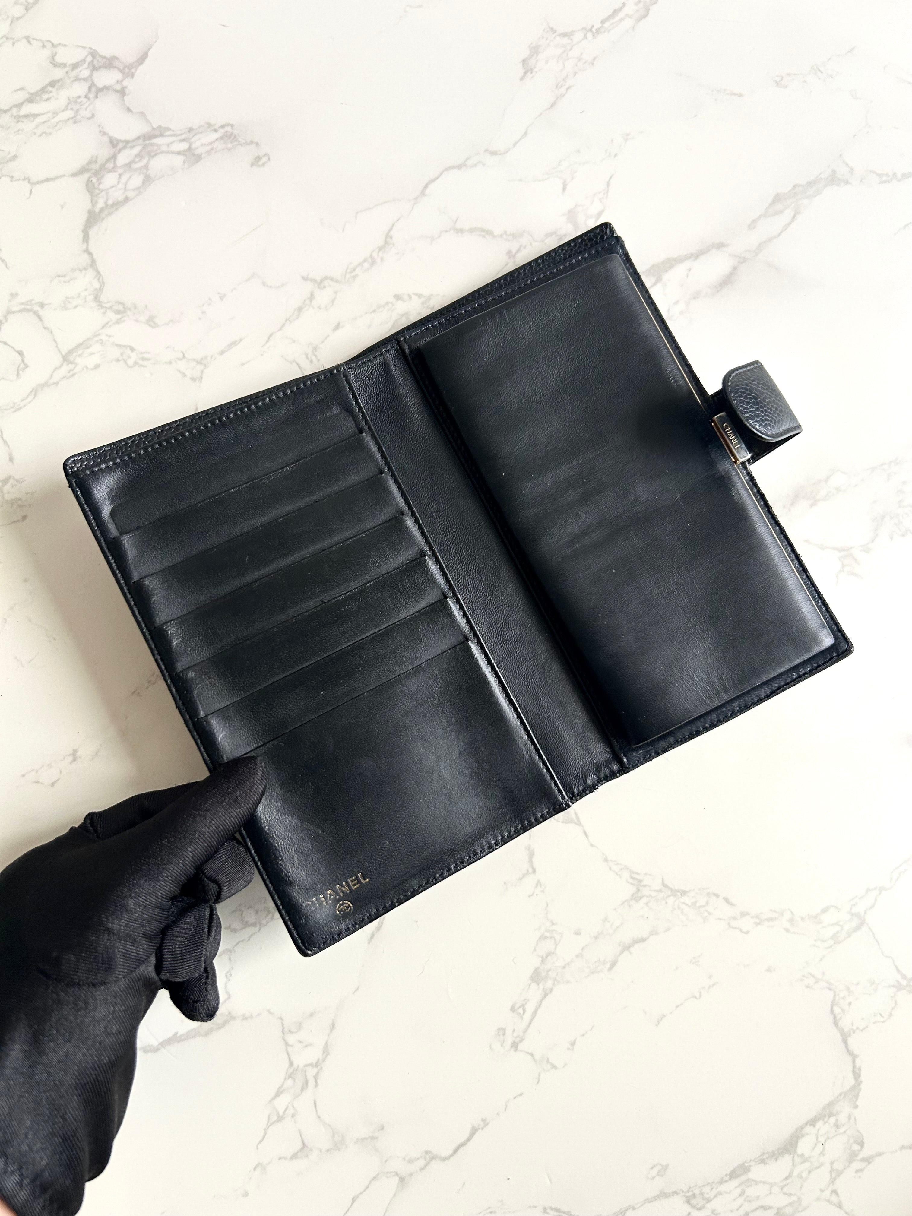 CHANEL Black Classic Caviar Leather Long Wallet/Wallet