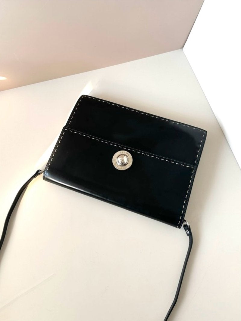 Celine黑色銀星球外縫包 斜背包 單肩包 側背包