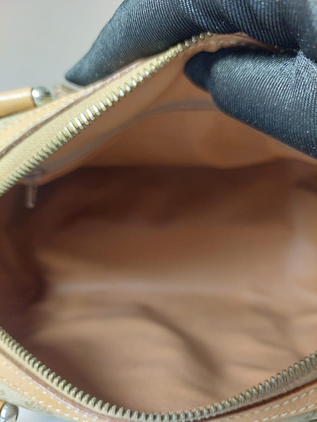 CELINE Beige Brown Old Flower Leather Boston Handbag/Side Bag/Messenger Bag