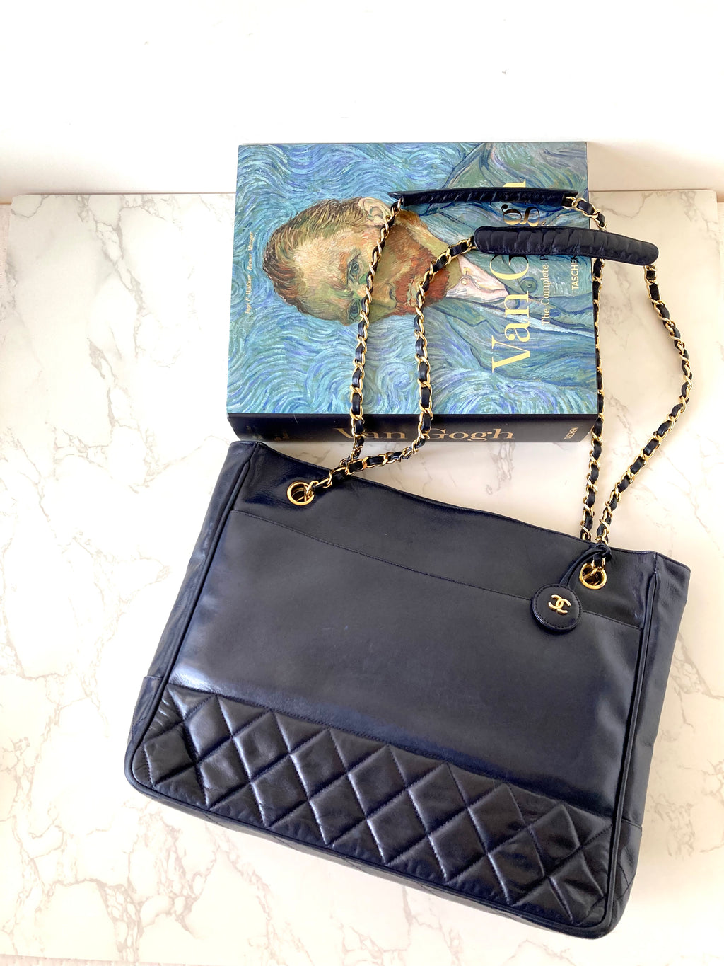 CHANEL Metalasse Black x Gold Chain Tote Bag