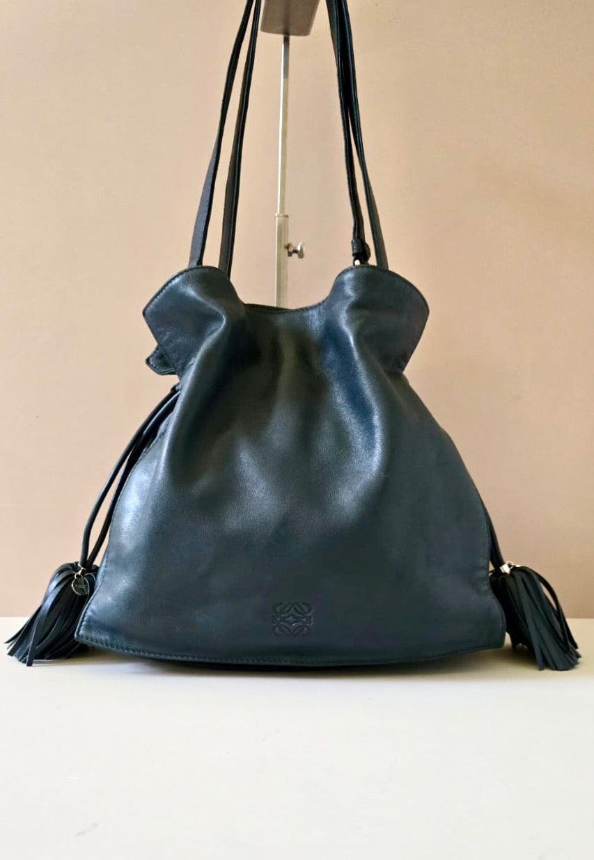 Loewe Flamenco Midnight Blue Anagram 流蘇水桶包/側背包/斜背包