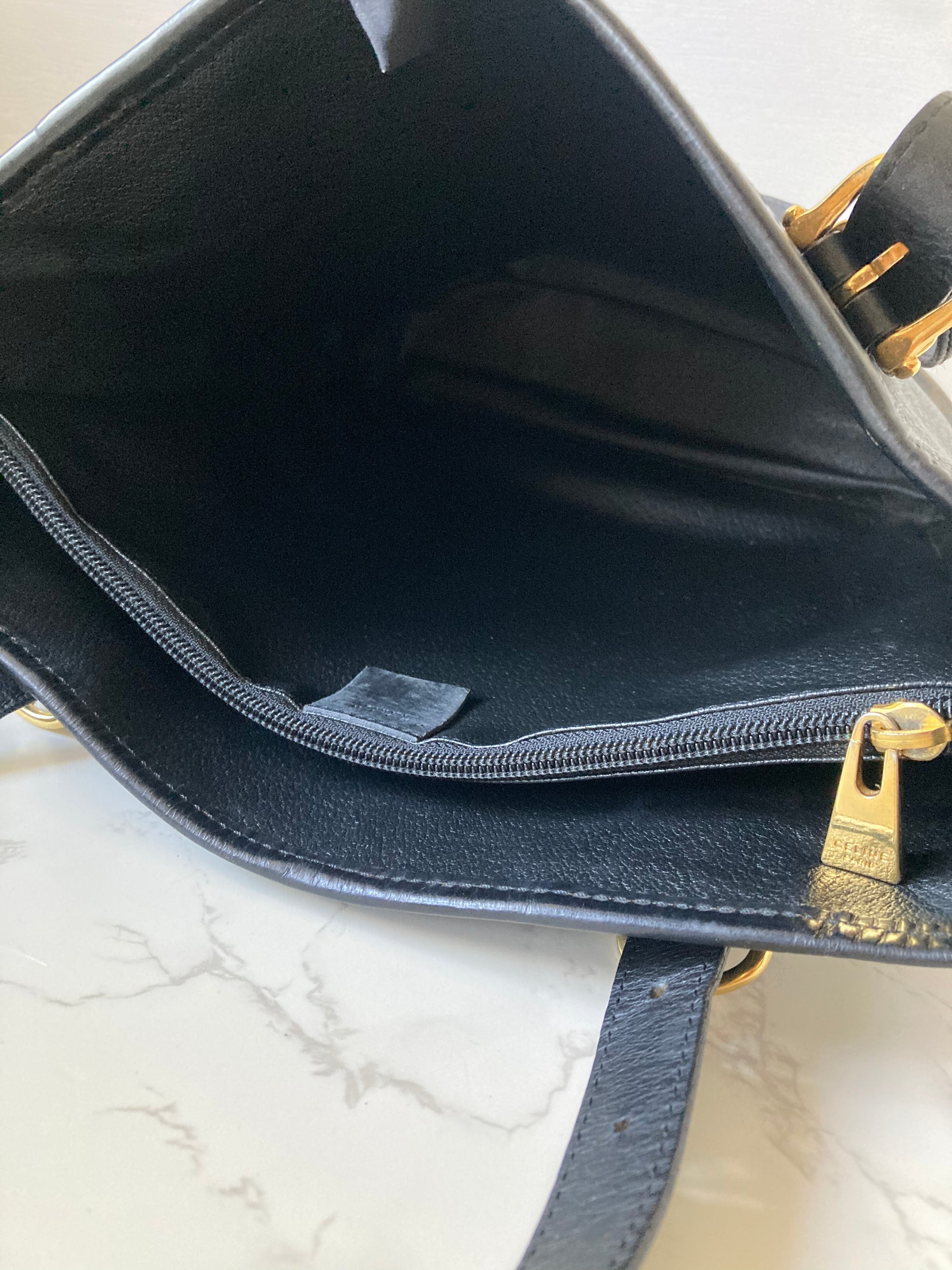 CELINE Rare Black Triomphe Monogram Tote Bag