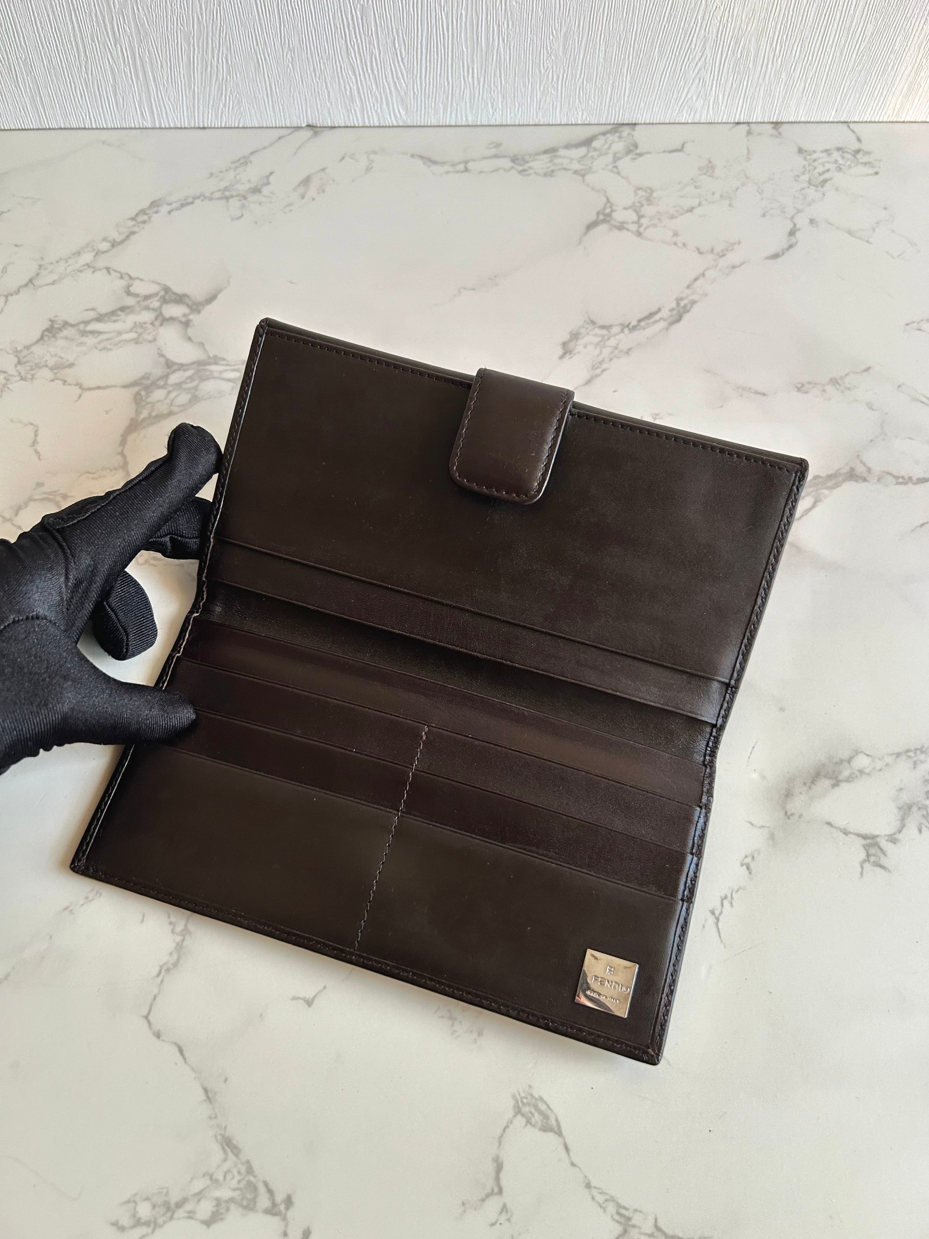 FENDI Zucchino Brown Monogram Long Wallet/Long Clip