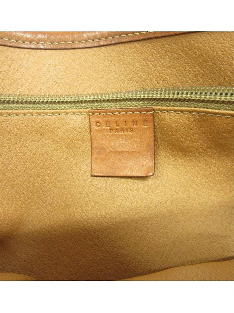 CELINE coffee brown old flower leather tote bag / side backpack / handbag