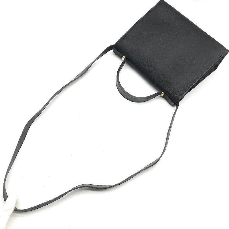 CHRISTIAN DIOR Rare Black Kelly Leather Side Bag/Messenger Bag/Handbag - Japanese Second-hand Vintage