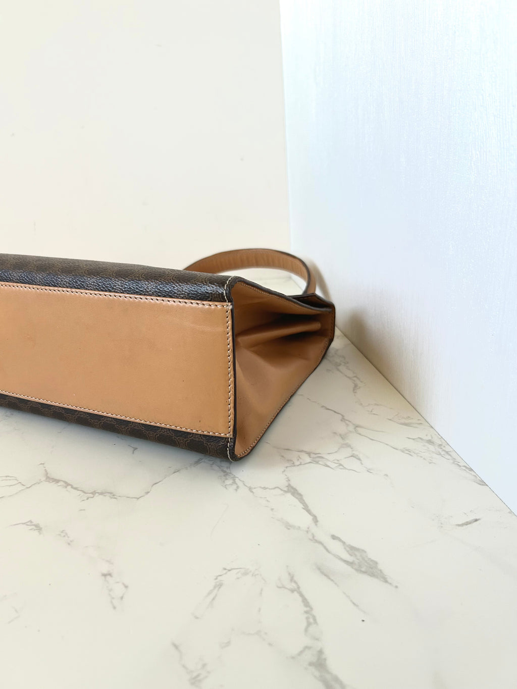 CELINE rare small brown old flower Kelly bag/side bag/crossbody bag/handbag