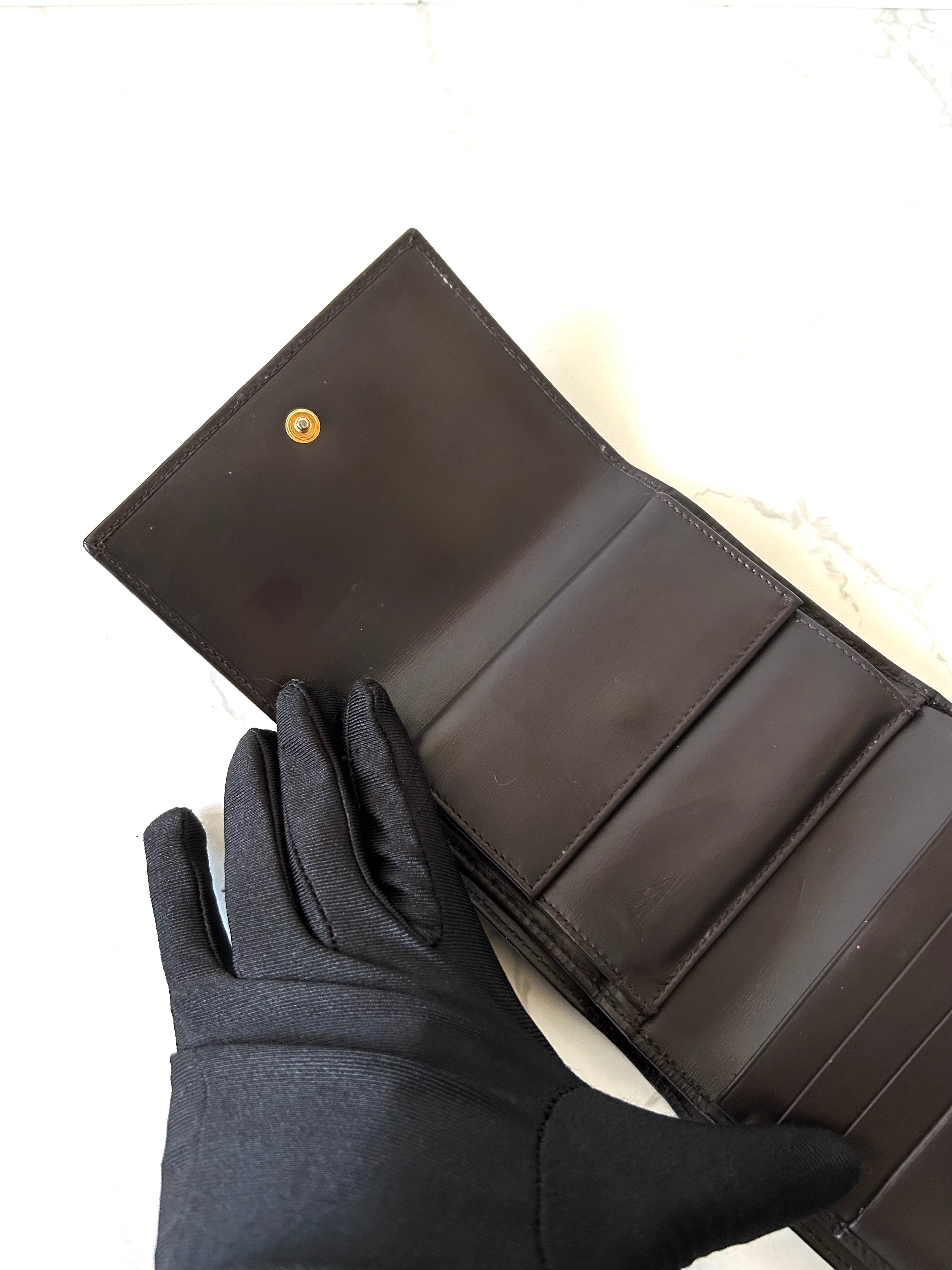 CELINE rare dark brown planet short wallet / wallet