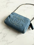 Extremely Rare Used Chanel Two-Way Topstitched Denim Bag Shoulder Bag Crossbody Bag