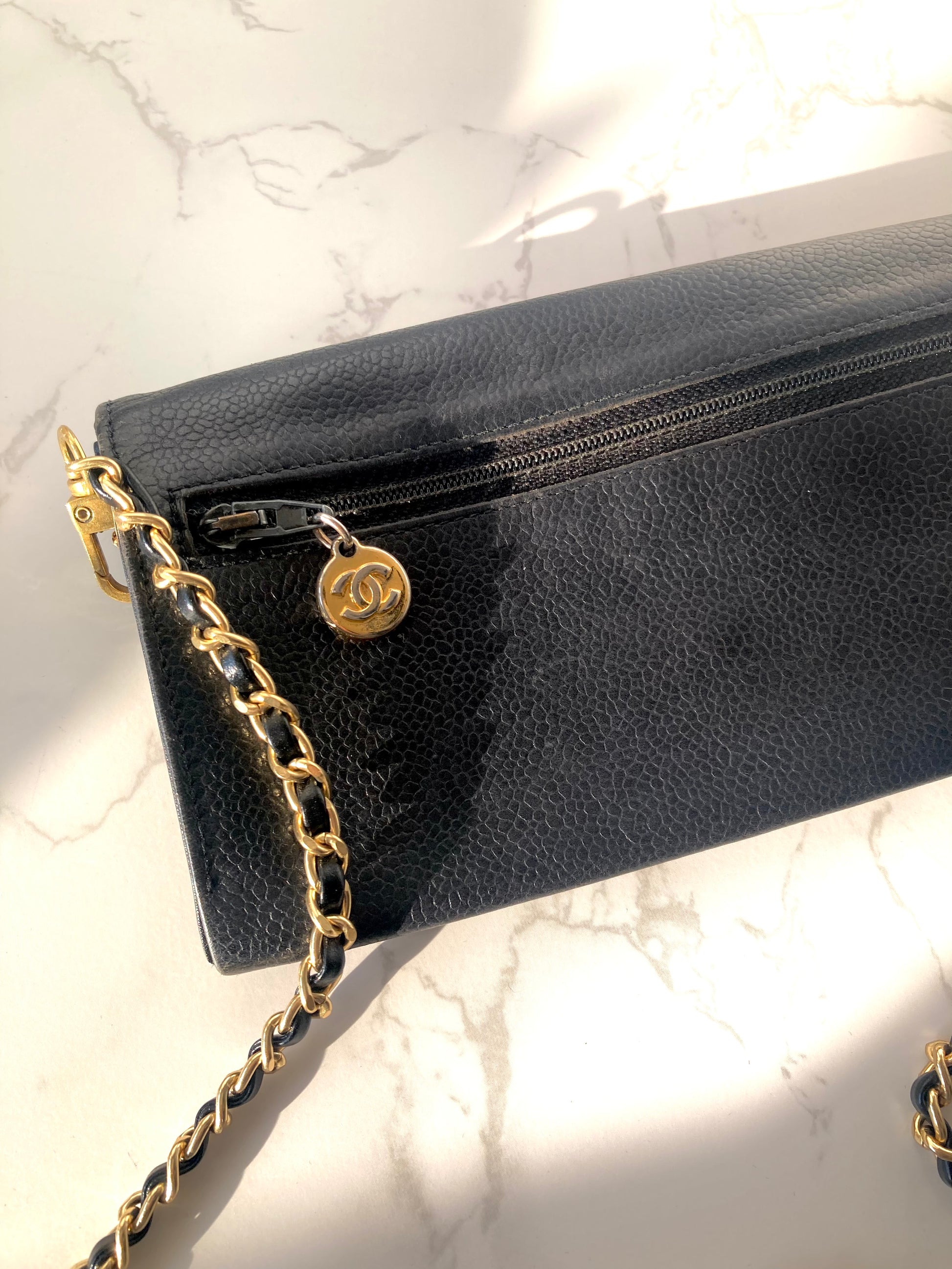 CHANEL Caviar Leather Black Wallet-on-Chain WOC (Add-on)