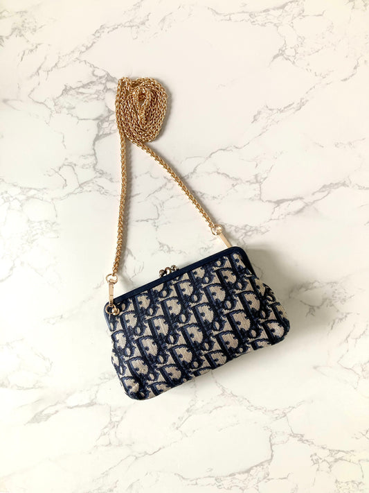 CHRISTIAN DIOR Navy Trotter Mini Pouch Crossbody